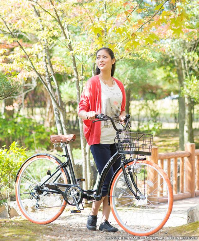 自転車 シティサイクル 26インチ 折りたたみ自転車 シマノ6段変速 