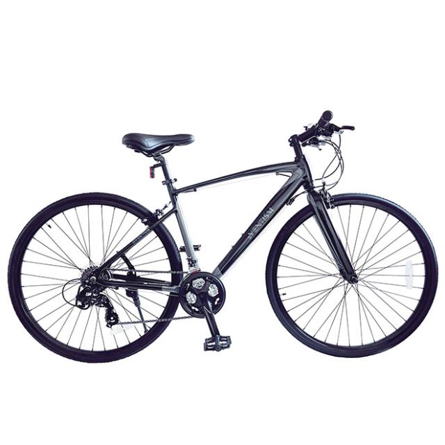 クロスバイク ブラック アルミフレーム 700C クロスバイク アルミフレーム 700c 自転車 シマノ 変速 21段 SPEAR