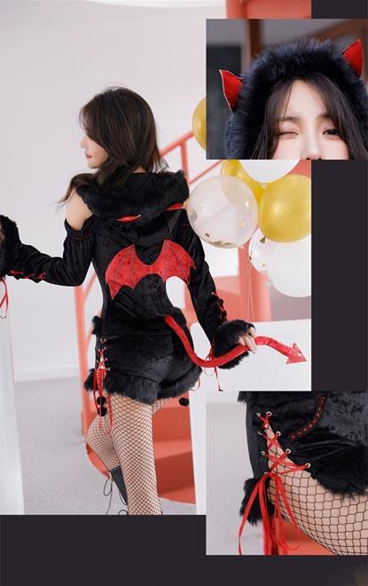 ハロウィン コスプレ 【全品P3倍！】 仮装 悪魔 デビル ふわふわ 黒 赤 衣装 仮装 レディース 大人 女性 正規品 malymoon マリームーン_7