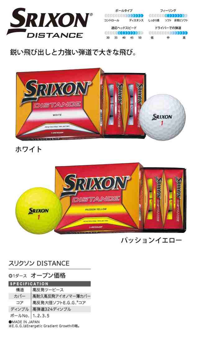 ダンロップ スリクソン Distance １ダース １２球入り Srixon Dunlop ゴルフボール ディスタンスの通販はau Pay マーケット レビューでポイント2 ウイニングゴルフ