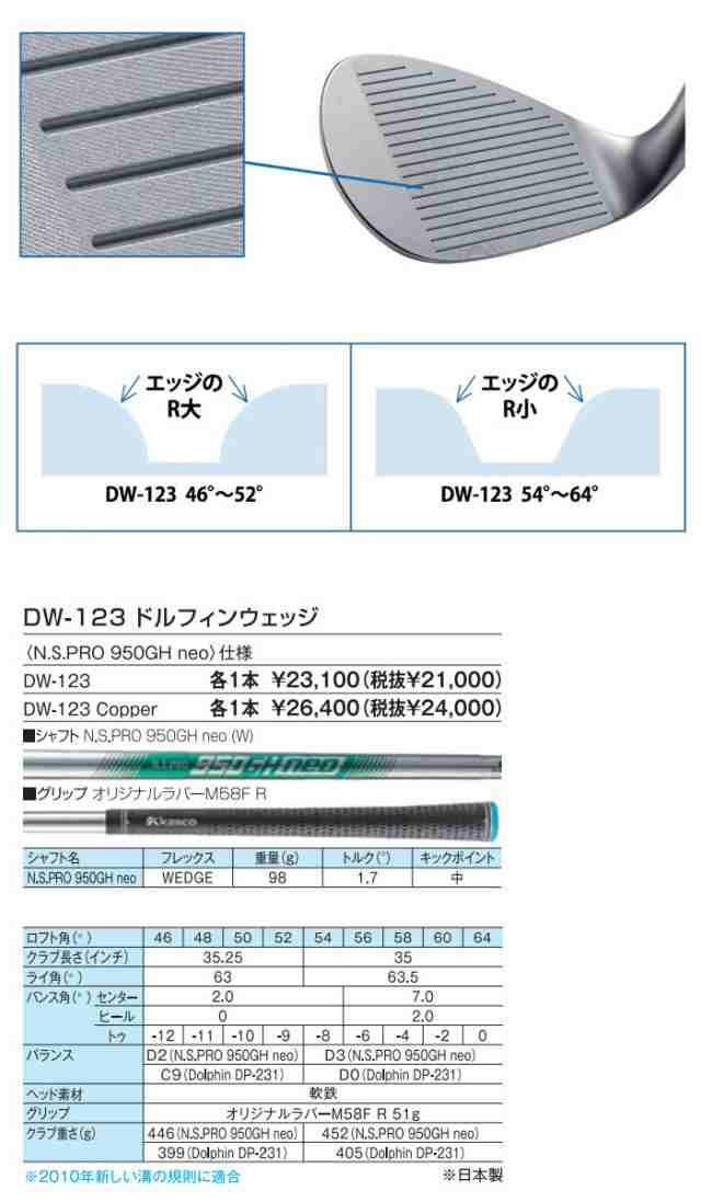 即納 キャスコ ドルフィンウェッジ DW-123 N.S. PRO 950GH neo スチールシャフト ストレートネック KASCO DOLPHIN  WEDGE(日本正規の通販はau PAY マーケット - レビューでポイント2％ 還元祭クーポン対象 ウイニングゴルフ | au PAY  マーケット－通販サイト