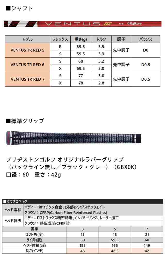 (カスタム)ブリヂストンゴルフ　B3MAX フェアウェイウッド　VENTUS TR RED シャフト(カーボン)　2024年モデル　BRIDGESTONE GOLF　FW　ベ