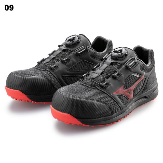 ミズノ 作業靴 くつ クツ メンズ 3E相当 ワーキングシューズ 普通作業用 mizuno オールマイティLS 2 52L BOA ローカット 衝撃吸収 耐滑 軽量 男性用 仕事用 JSAA A種 プロテクティブスニーカー/F1GA2202
