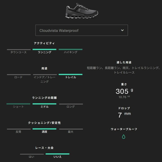 オン メンズ トレイルランニング 防水 シューズ on クラウド ビスタ