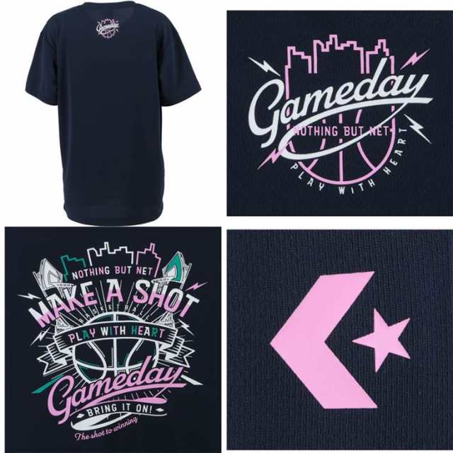 2021高い素材 Tシャツ 半袖 レディース コンバース CONVERSE バスケットボール プリントT スポーツウェア 吸汗速乾 女性 女子 学生 バスケシャツ  練習 部活 CB331352