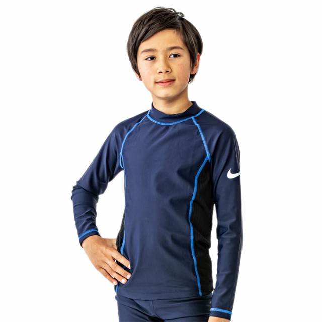 ナイキ キッズ ラッシュガード 長袖 ジュニア 男の子 NIKE SWIM BOYS スクール水着 子ども こども用 スイムウェア 120cm  130cm 140cm 150cm 160cm 170cm 男子 男児 子供 小学生 幼児 園児 ボーイズ 水泳 プール 学校 体育 海水浴  1991071-010