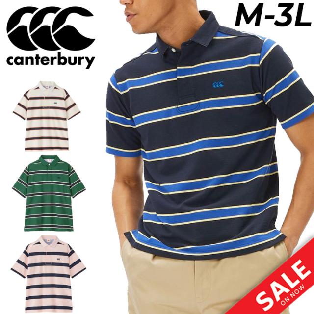 カンタベリー 半袖 ポロシャツ メンズ canterbury ラガーシャツ ボーダー柄 トップス 吸汗速乾 遮熱 UVカット ラグビー ラガースタイル スポーティ ウェア 春夏 服 コットン ブランド アパレル/RA34112の通販は 6,050円