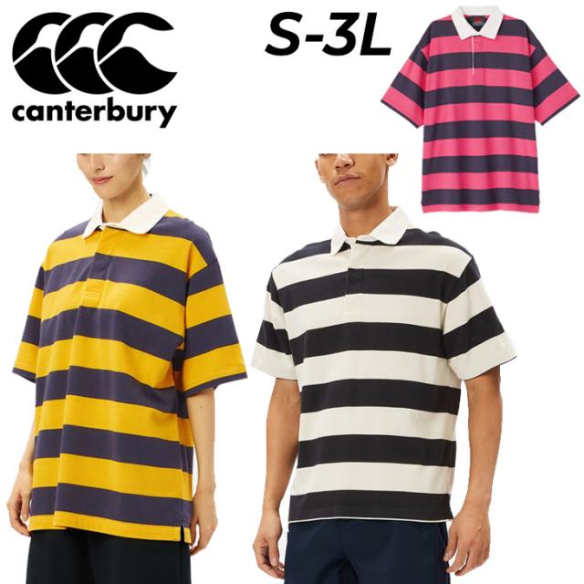 カンタベリー ラガーシャツ 半袖 メンズ ユニセックス canterbury 2.5インチストライプ ラグビージャージ ポロシャツ ボーダー柄 ラガースタイル 男女兼用 半袖シャツ スポーティ ウェア 服 トップス ブランド アパレル/RA34136
