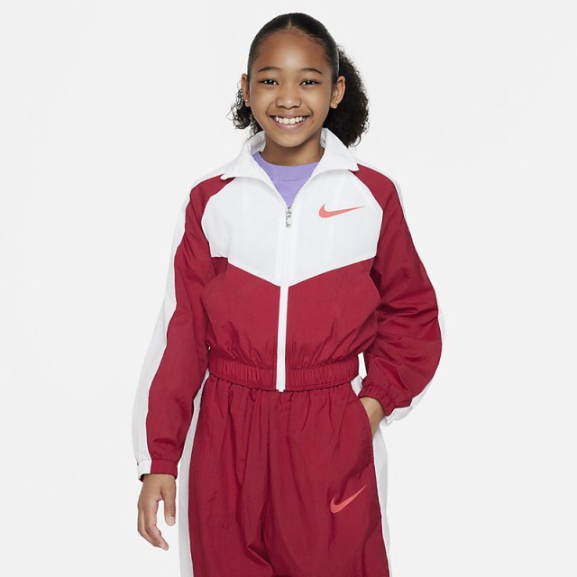 ナイキ キッズ ウインドブレーカー ジャケット 130-160cm 女の子 子供服 NIKE ジュニア ガールズ ウーブン アウター 赤 白 レッド  ホワイの通販はau PAY マーケット - APWORLD | au PAY マーケット－通販サイト