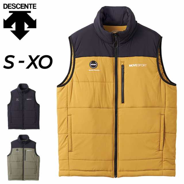 デサント 中綿ベスト メンズ DESCENTE MOVESPORT AERO CAPSULE ソフトナイロン フルジップ スタンドカラー 防風 保温 はっ水 防寒 袖なし