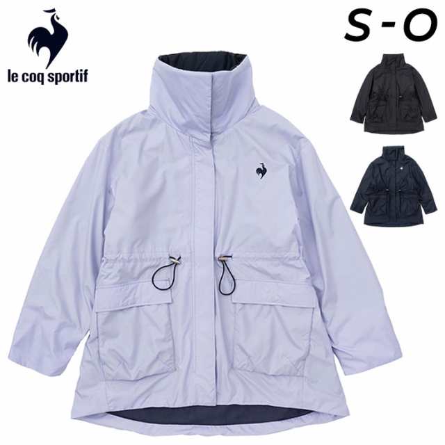 ルコック ハーフコート レディース lecoq sportif ウィンドブレーカー 裏地あり アウター はっ水 防風 保温 フルジップ 無地 防寒コート