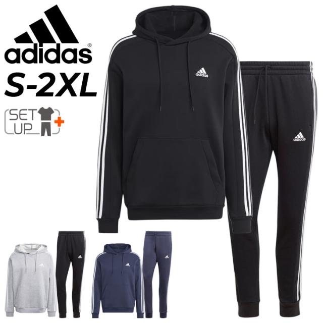 アディダス スウェット 上下 メンズ adidas M ESS 3S プルオーバー ロングパンツ セットアップ 裏起毛 保温 トレーニング スポーツウェアの通販は