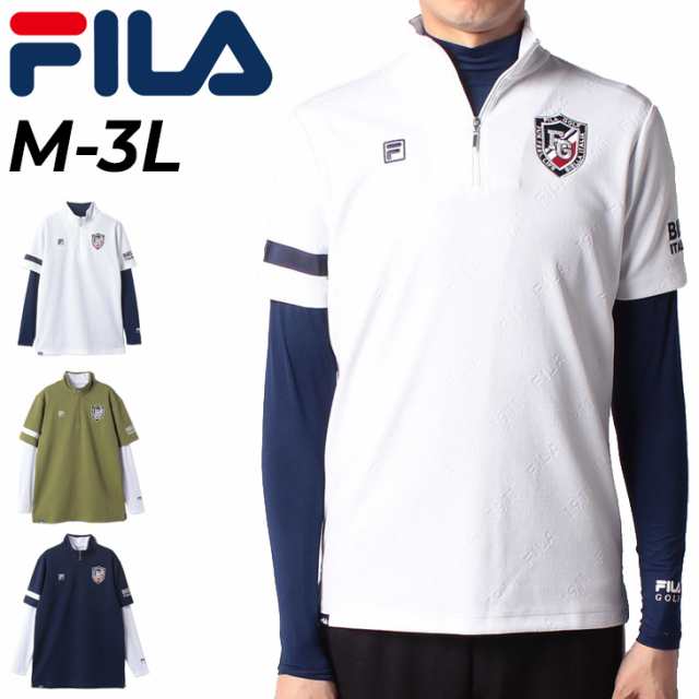 フィラゴルフ メンズ 半袖シャツ 長袖インナーシャツ セット FILA GOLF ツイルブリスターロゴ トップスセット ゴルフシャツ 男性用 ゴル