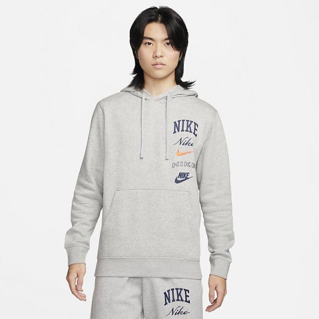 ナイキ パーカー 長袖 メンズ スウェット NIKE Club プルオーバー パーカ フーディ スポーツウェア ロゴ スエット トレーニング  スポーティ 男性用 服 nike グレー 灰色 スウェットシャツ メンズウェア ブランド アパレル/FN2635-063