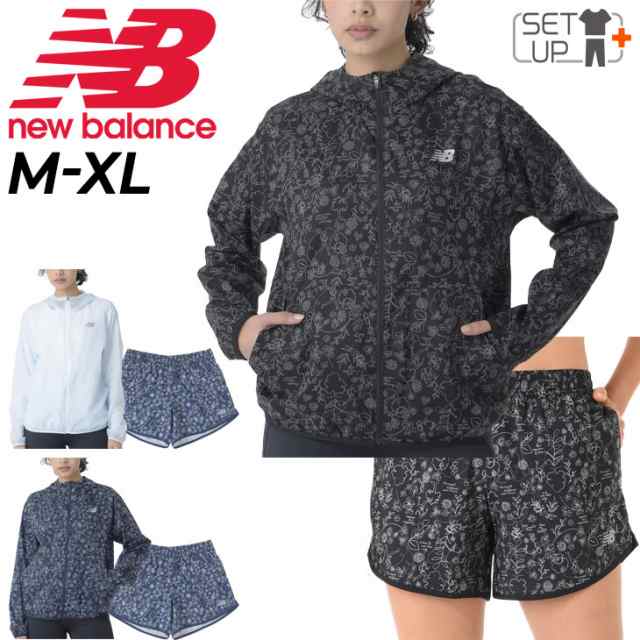 ニューバランス ランニングウェア レディース 上下 Newbalance ウィンドジャケット ショートパンツ セットアップ マラソン レース ジョギ