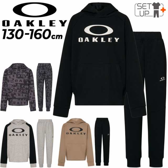 オークリー スウェット キッズ 上下 OAKLEY 子ども用 プルオーバーパーカー パンツ セットアップ 130-160cm 子供服 吸汗速乾 UPF50＋ ス