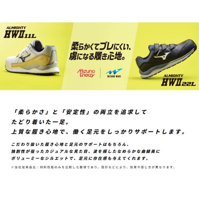 ミズノ 作業靴 3E相当 メンズ ワーキングシューズ 安全靴 mizuno オールマイティ HW2 11L ひも靴 ローカット 大きいサイズ 衝撃吸収 耐滑 建設業 製造業 運輸業 プロテクティブスニーカー JSAA規格 普通作業用 A種 認定品 ブランド くつ/F1GA2400_16