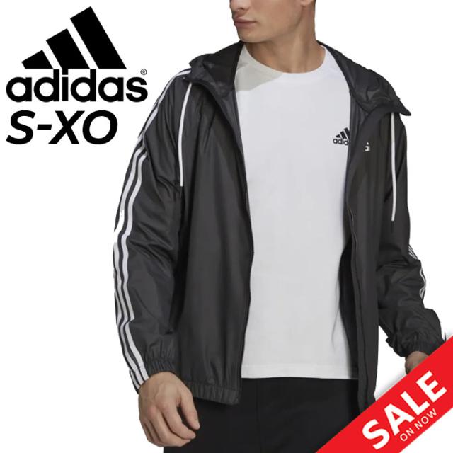 アディダス ウインドブレーカー メンズ adidas BSC 3ストライプ ウィンドジャケット トレーニング スポーツウェア 防風 アウター フルジップ フーディ ウインドブレーカー 男性 ジャンバー 上着 メンズウエア 黒 ブラック ブランド アパレル /22543の通販は