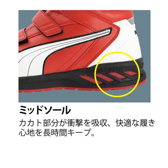プーマ メンズ ワークシューズ 作業靴 PUMA SAFETY ライダー2.0・ミッド 安全靴 セーフティーシューズ ミドルカット ミッドカット 先芯 衝撃吸収 耐油 軽量 面ファスナー JSAA規格 A種 プロスニーカー 男性 建設 工場 DIY Rider 2.0 Low ブランド くつ/rider20mid