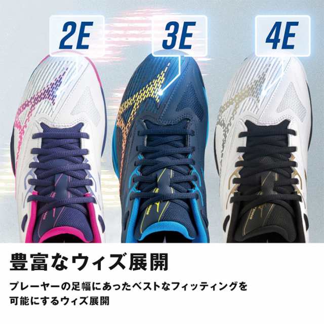 ミズノ テニスシューズ クレー・砂入り人工芝コート用 メンズ ユニセックス 2E相当 mizuno ウエーブエクシードライト 2 WIDE OC 軽量 ロ