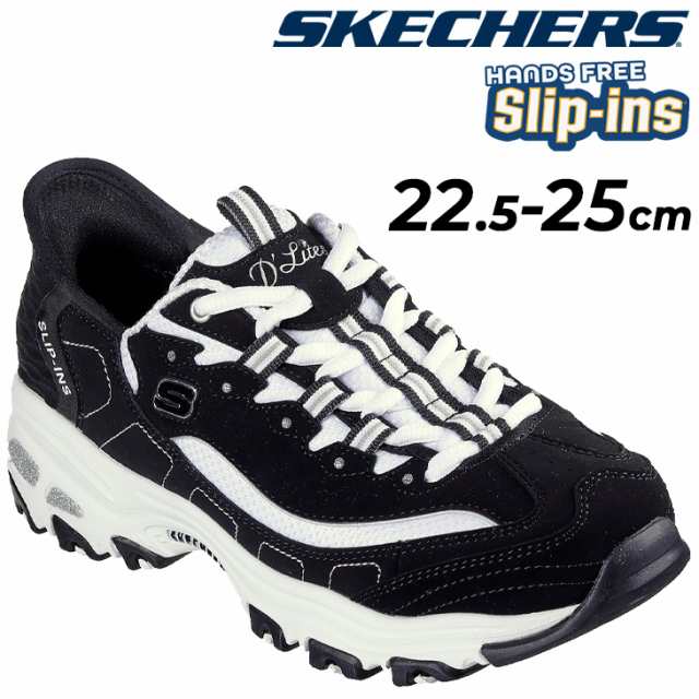 スケッチャーズ レディースシューズ スリップインズ スニーカー SKECHERS D'LITES-NEW CLASSIC 厚底 ローカット ハンズフリー スリッポン