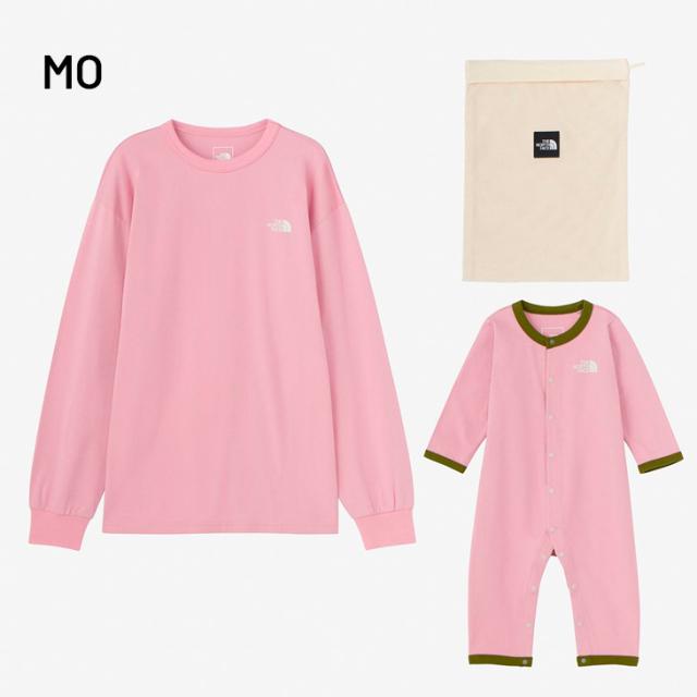 ザ・ノース・フェイス THE NORTH FACE 大人用長袖Tシャツ ベビーロンパース 2点セット メッシュバッグ付き ブランド レディース メンズ 赤ちゃん ユニセックス マタニティウェア ベビーウェア ベビー服 親子 オーガニックコットン 出産祝い ギフト/NTM82301_1