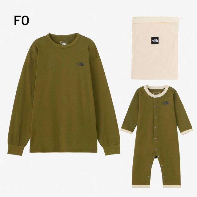 ザ・ノース・フェイス THE NORTH FACE 大人用長袖Tシャツ ベビーロンパース 2点セット メッシュバッグ付き ブランド レディース メンズ 赤ちゃん ユニセックス マタニティウェア ベビーウェア ベビー服 親子 オーガニックコットン 出産祝い ギフト/NTM82301_2