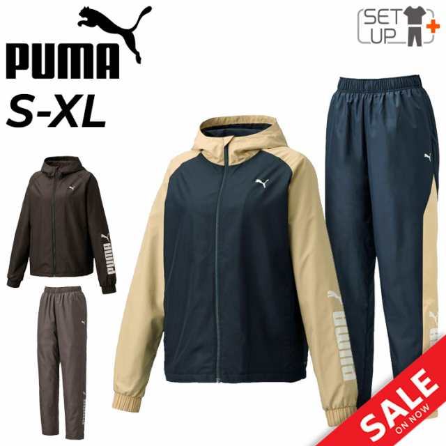 プーマ ウィンドブレーカー レディース 上下 PUMA トリコット ウーブンジャケット ロングパンツ セットアップ 裏起毛 アウター ボトムス