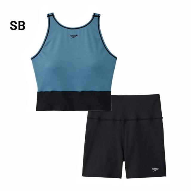 スピード レディース フィットネス水着 セパレート Speedo ミニマム セパレーツ水着 カップ付きトップス 2.5分丈スパッツ ブランド スイムウエア 女性 女子 婦人 ミセス プール フィットネススイム エクササイズ アクアビクス スイミング/SFW22302【返品不可】_3