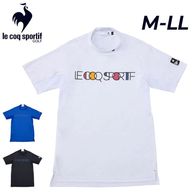 ルコック モックネック 半袖シャツ メンズ le coq sportif GOLF カラーブロック柄 ゴルフシャツ ゴルフウェア トップス 吸汗速乾 UVカット サンスクリーン トレッチ 男性 紳士用 ロゴ プリントシャツ 服 メンズウェア おしゃれ ブランド アパレル/LG5SHS51M