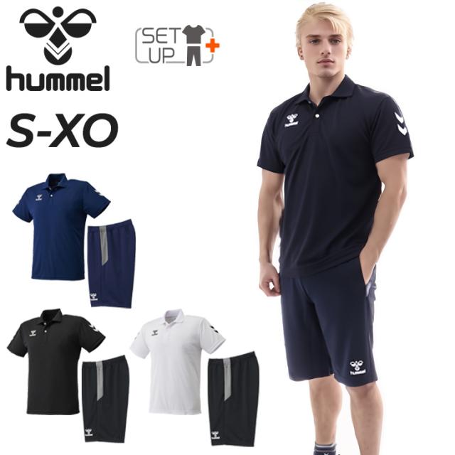 ヒュンメル 半袖ポロ ハーフパンツ メンズ 上下 hummel トレーニングウェア セットアップ 吸汗速乾 スポーツウェア 半袖シャツ ショートパンツ 2点セット ランニング 運動 サッカー 練習着 メンズウェア 上下組 服 チーム対応 ブランド アパレル/HAP3065-HAT6135