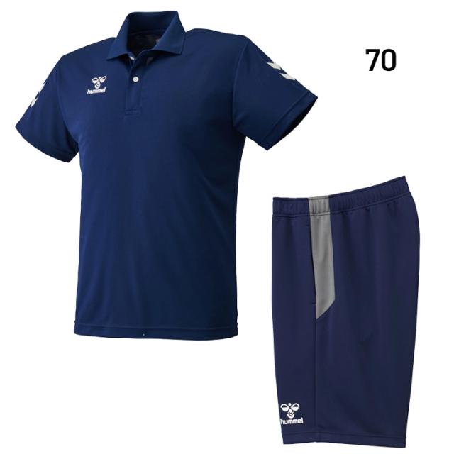 ヒュンメル 半袖ポロ ハーフパンツ メンズ 上下 hummel トレーニングウェア セットアップ 吸汗速乾 スポーツウェア 半袖シャツ ショートパンツ 2点セット ランニング 運動 サッカー 練習着 メンズウェア 上下組 服 チーム対応 ブランド アパレル/HAP3065-HAT6135_2