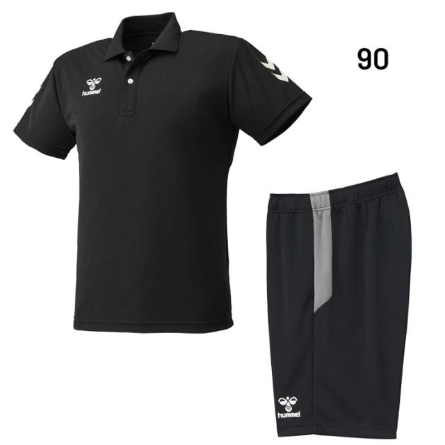ヒュンメル 半袖ポロ ハーフパンツ メンズ 上下 hummel トレーニングウェア セットアップ 吸汗速乾 スポーツウェア 半袖シャツ ショートパンツ 2点セット ランニング 運動 サッカー 練習着 メンズウェア 上下組 服 チーム対応 ブランド アパレル/HAP3065-HAT6135_3