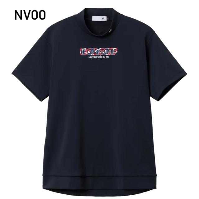 ルコック 半袖シャツ モックネック メンズ ゴルフウェア le coq sportif GOLF ロゴプリント ミドラーシャツ｜ゴルフシャツ モックシャツ トップス 吸汗速乾 UVカット 男性 紳士用 服 ブランド アパレル/LG5FHS50M ルコック 半袖シャツ モックネック メンズ ゴルフウェア le coq