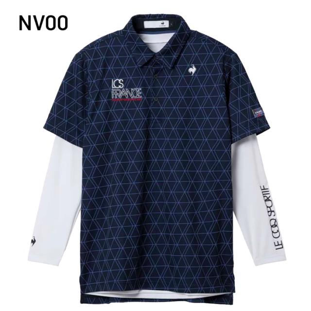ルコック インナー付半袖シャツ メンズ ゴルフウェア le coq sportif GOLF 半袖ポロシャツ 長袖インナーシャツ 2点セット 男性 ゴルフシャツ 吸汗速乾 UVカット 総柄ゴルフポロ 長袖アンダー トップス 紳士 服 スポーツ ブランド アパレル/LG5FTZ00M【返品不可】_1