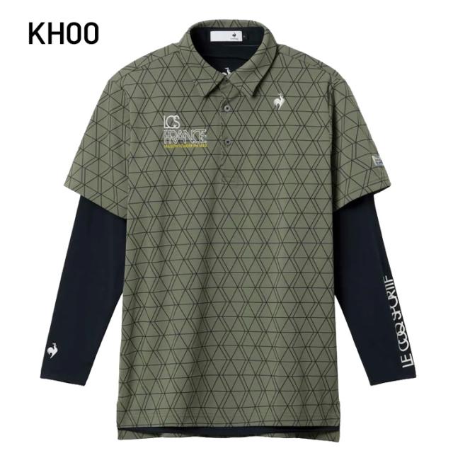 ルコック インナー付半袖シャツ メンズ ゴルフウェア le coq sportif GOLF 半袖ポロシャツ 長袖インナーシャツ 2点セット 男性 ゴルフシャツ 吸汗速乾 UVカット 総柄ゴルフポロ 長袖アンダー トップス 紳士 服 スポーツ ブランド アパレル/LG5FTZ00M【返品不可】_2