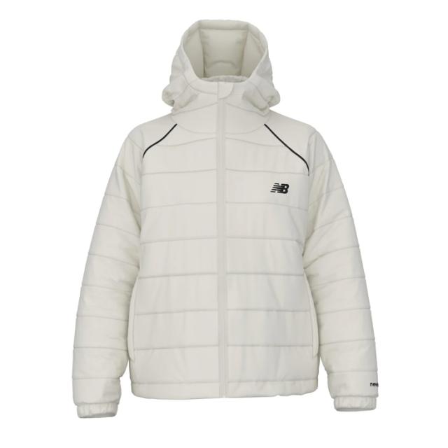 ニューバランス 中綿ジャケット レディース Newbalance パデッドショートジャケット 中わた 保温 はっ水 防寒 フード付き アウター スポーツウェア 女性用 パーカージャケット 秋 冬 ブランド 服 アパレル 通勤 通学 ワンポイント シンプル/AWJ53172-SST