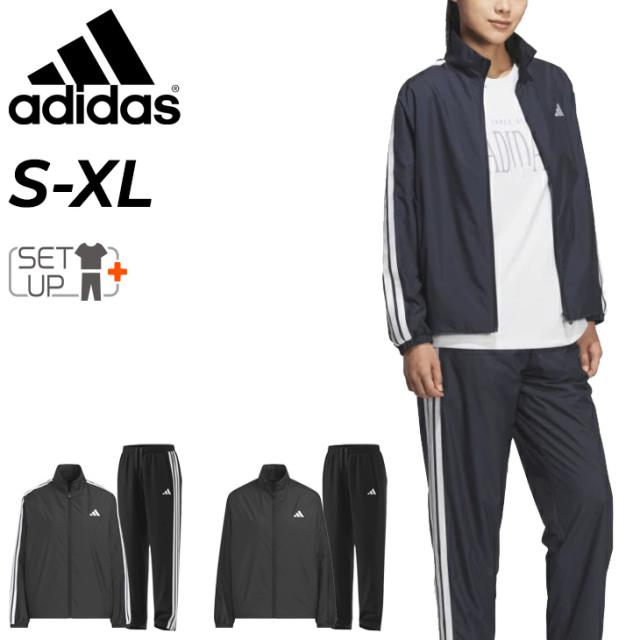 アディダス ウィンドブレーカー レディース 上下 adidas W MH 3S 長袖ジャケット ロングパンツ セットアップ 女性用 トレーニング スポーツウェア 上下組 ウインドブレイカー 防風 ワンポイント シンプル 上着 長ズボン ブランド 服 アパレル/QB062-QB216