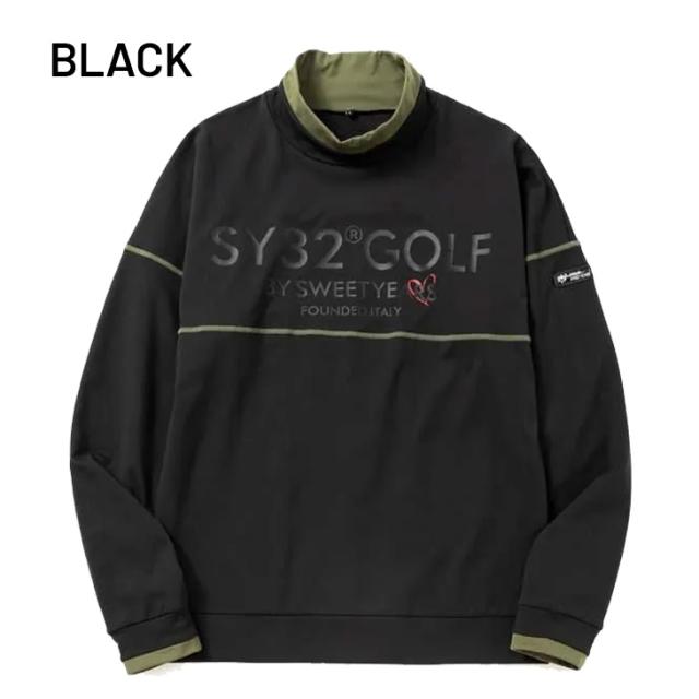 SY32 BY SWEET YEARS GOLF メンズ 裏起毛 スウェットシャツ SY32 スウィートイヤーズ 男性用 ゴルフウェア 長袖 モックネック 秋冬用 トップス ゴルフ用トレーナー 保温 紳士用 スエット 服 ブランド ULTRA LIGHT BACK BRUSHED MOCK SWEAT アパレル/SYG-25A1-17_3