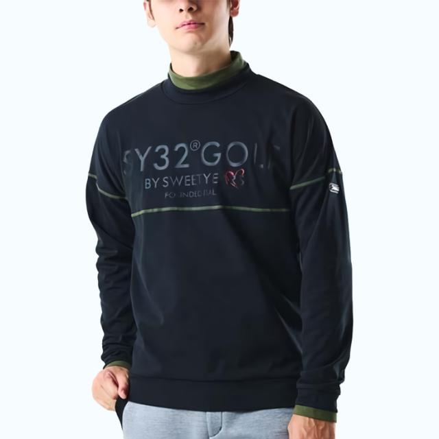 SY32 BY SWEET YEARS GOLF メンズ 裏起毛 スウェットシャツ SY32 スウィートイヤーズ 男性用 ゴルフウェア 長袖 モックネック 秋冬用 トップス ゴルフ用トレーナー 保温 紳士用 スエット 服 ブランド ULTRA LIGHT BACK BRUSHED MOCK SWEAT アパレル/SYG-25A1-17_5