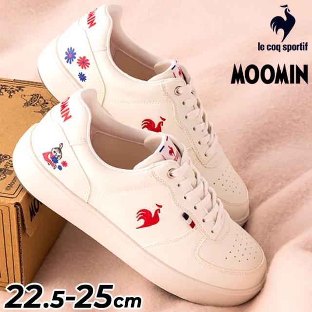 ルコック ムーミンコラボ スニーカー レディース 2E相当 le coq sportif LCS ニーム MM｜コートスタイル ローカット 女性 リトルミイ キャラクター レディースシューズ  婦人靴 かわいい ブランド くつ/LU6SSN16LZ