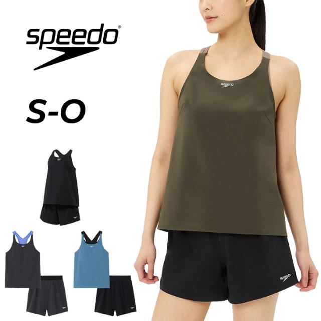 スピード レディース フィットネス水着 セパレート Speedo エアパ2 セパレーツ水着 カップ付きトップス 2分丈インナー付きパンツ ブランド スイムウエア 女性 女子 婦人 ミセス プール エクササイズ アクアビクス スイミング/SFW22562【返品不可】