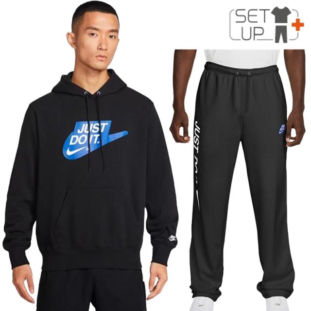 ナイキ スウェット メンズ 上下 NIKE クラブ プルオーバーパーカー ロングパンツ セットアップ 裏毛 スエット 黒 ブラック 上下組 男性 スポーツウエア ブランド 服 フレンチテリー アパレル メンズウェア/IF0692-010-SET