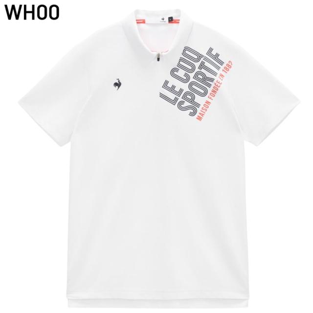 ルコック 半袖シャツ メンズ ゴルフウェア le coq sportif GOLF ジップ襟 ロゴプリント ゴルフシャツ 吸汗速乾 UV(UPF50+) ストレッチ 遮熱 クーリング機能 トップス 男性 紳士用 春夏 服 メンズウェア ブランド アパレル/LG6SHS81M_1