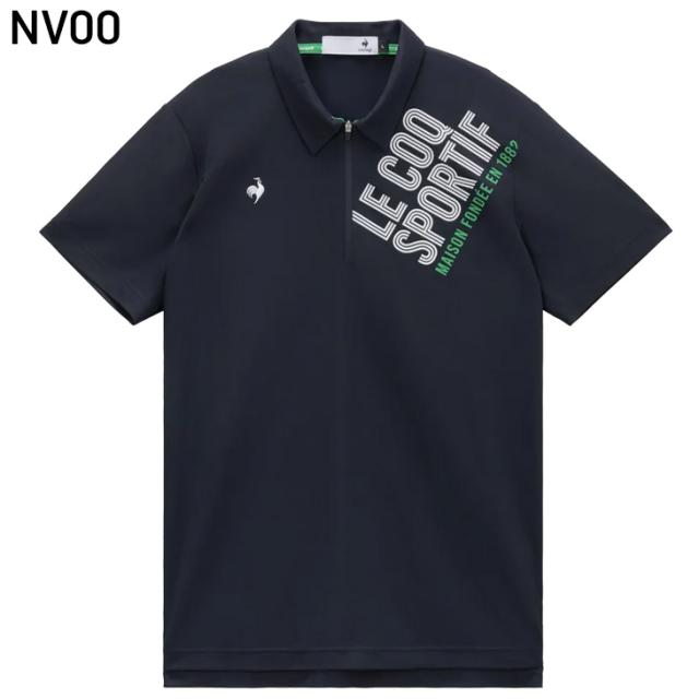 ルコック 半袖シャツ メンズ ゴルフウェア le coq sportif GOLF ジップ襟 ロゴプリント ゴルフシャツ 吸汗速乾 UV(UPF50+) ストレッチ 遮熱 クーリング機能 トップス 男性 紳士用 春夏 服 メンズウェア ブランド アパレル/LG6SHS81M_2