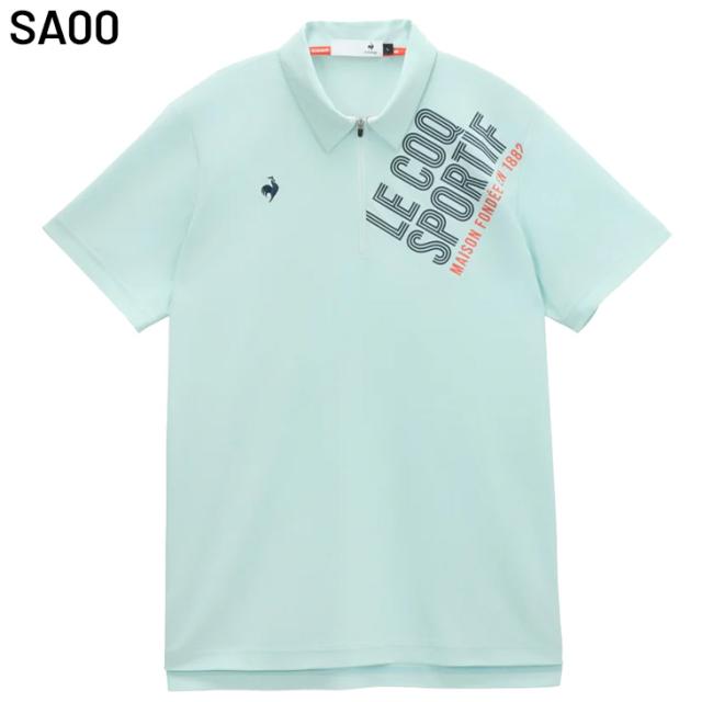 ルコック 半袖シャツ メンズ ゴルフウェア le coq sportif GOLF ジップ襟 ロゴプリント ゴルフシャツ 吸汗速乾 UV(UPF50+) ストレッチ 遮熱 クーリング機能 トップス 男性 紳士用 春夏 服 メンズウェア ブランド アパレル/LG6SHS81M_3
