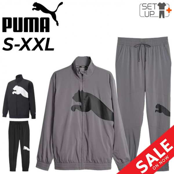 プーマ ウィンドブレーカー メンズ 上下 PUMA ウーブン ジャケット ロングパンツ セットアップ ビッグロゴ トレーニング スポーツウェア