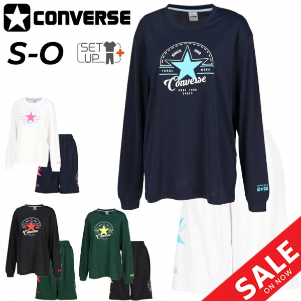 コンバース 長袖Tシャツ ハーフパンツ レディース 上下 CONVERSE バスケットボールウエア ガールズ セットアップ スポーツウェア 吸汗速乾 女性 女子 ロンT バスケシャツ バスパン 上下組 トレーニング オールスポーツ ブランド アパレル/CB342352L-CB342852の通販は 5,998円