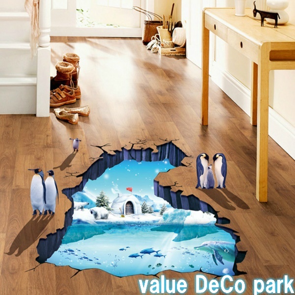 ウォールステッカー 動物 ペンギン 魚 海 窓 子供部屋 海の中 イルカ トリックアート 立体 3d 女の子 男の子 アニマル 白熊 冬 氷 床 雪の通販はau Pay マーケット Value Deco Park
