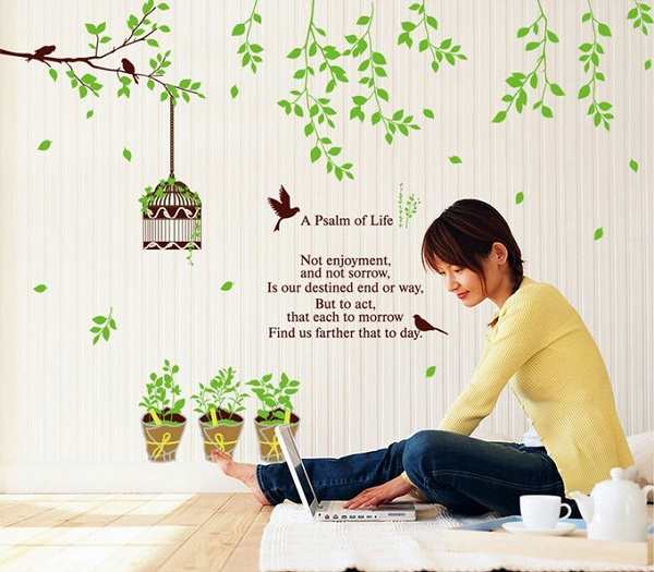 最新人気 木 ウォールステッカー 子供部屋 癒し 緑 植物 室内 花